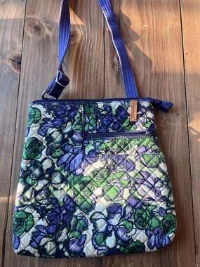 Donna Sharp Quilted Floral Purple and Green Crossbody Bag